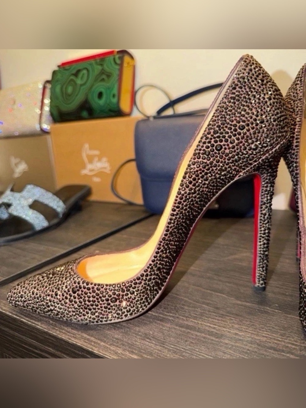 Christian Louboutin 120mm Plum Swarovski Strass Heels - Picture 4 of 7